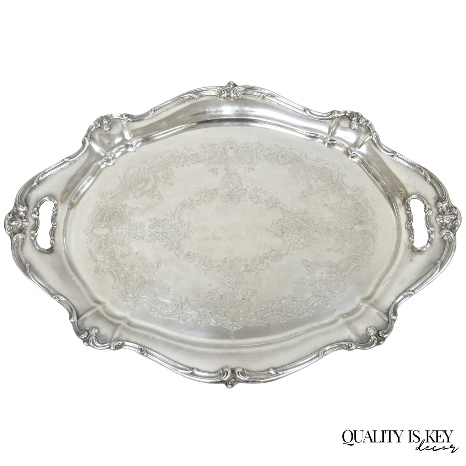 Antique Gorham Silver Plated Victorian Oval Butlers Serving Platter Bar Tray