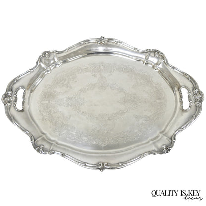 Antique Gorham Silver Plated Victorian Oval Butlers Serving Platter Bar Tray