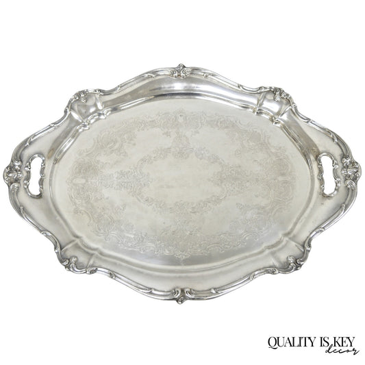 Antique Gorham Silver Plated Victorian Oval Butlers Serving Platter Bar Tray