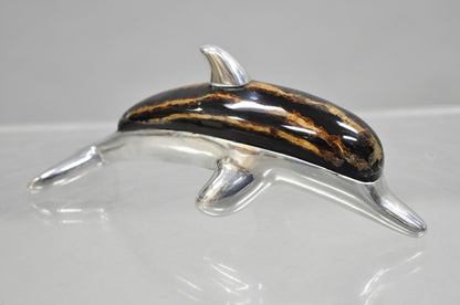 Atlantis Paradise Island Metal & Faux Tortoiseshell 8" Dolphin Sculpture - Pair