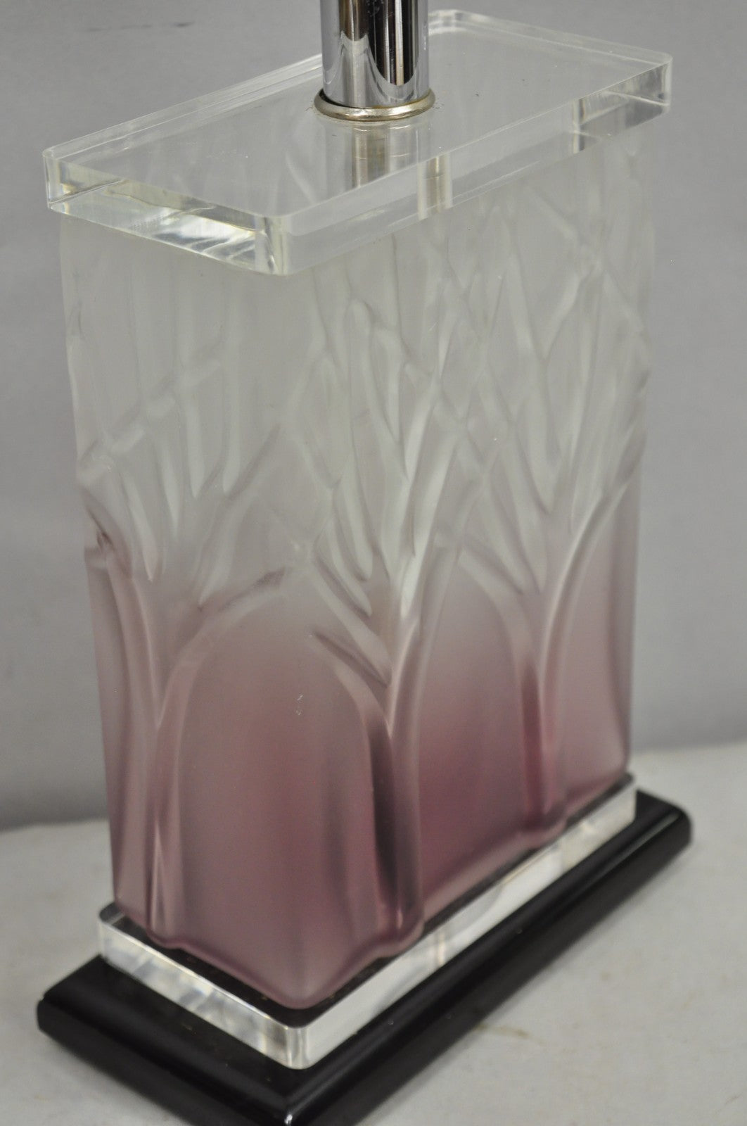 Mid Century Modern Acrylic Lucite Purple "Tree of Life" Small Cube Table Lamp