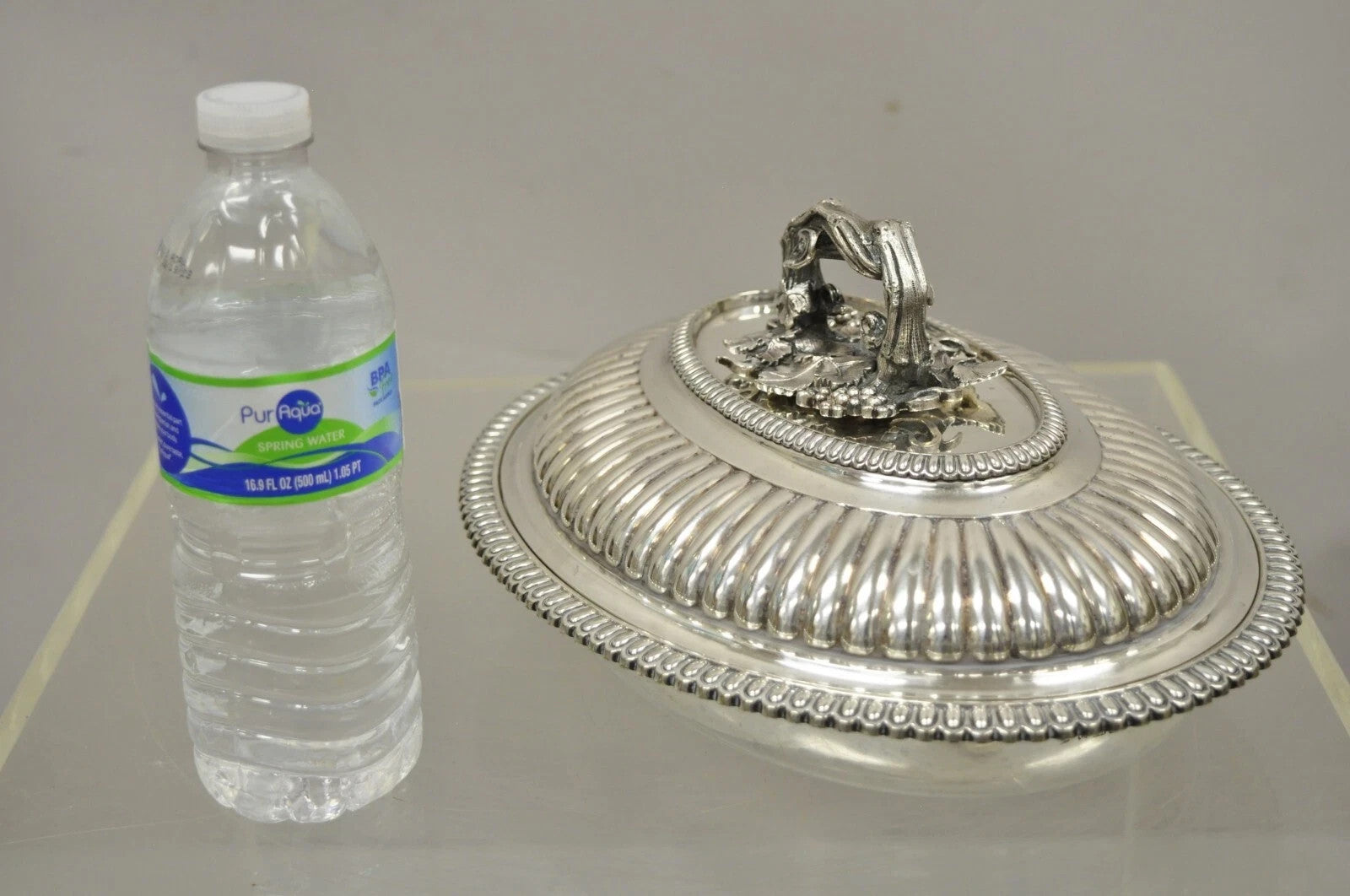 Antique Elkington Co English Regency Silver Plated Covered Serving Dish Platter