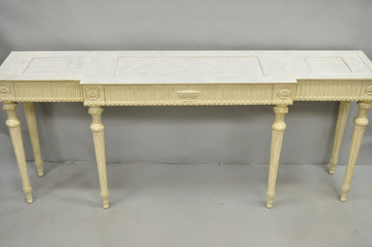 Vintage Maslow Freen English Adam Style White 3 Drawer Sideboard Console Table