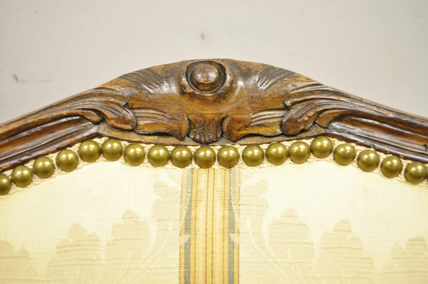 Vintage French Country Louis XV Style Carved Walnut Lounge Arm Chairs - a Pair