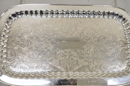 Vintage Leonard Silver Narrow Twin Handle Silver Plated Serving Platter Tray