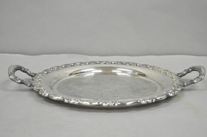 Vintage Oneida Victorian Silver Plated Twin Handle Round Bar Serving Tray