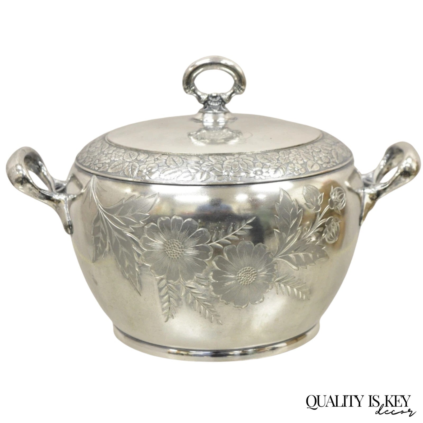 Antique Art Nouveau Silver Plated Lidded Soup Tureen Engraved "Louise"