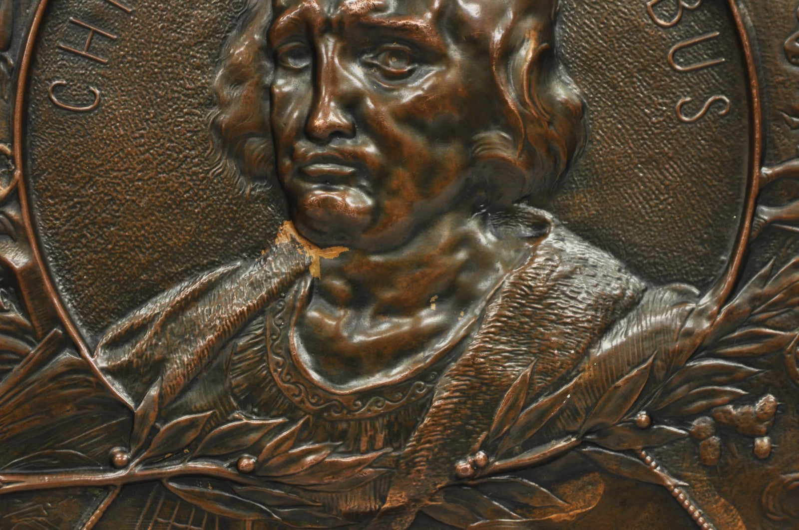 1893 World's Fair Columbian Exhibition Christopher Columbus Bronze Charge Plaque