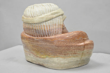 Vintage Seymour Shuren Modern Carved Pink Marble Native American Bust Sculpture