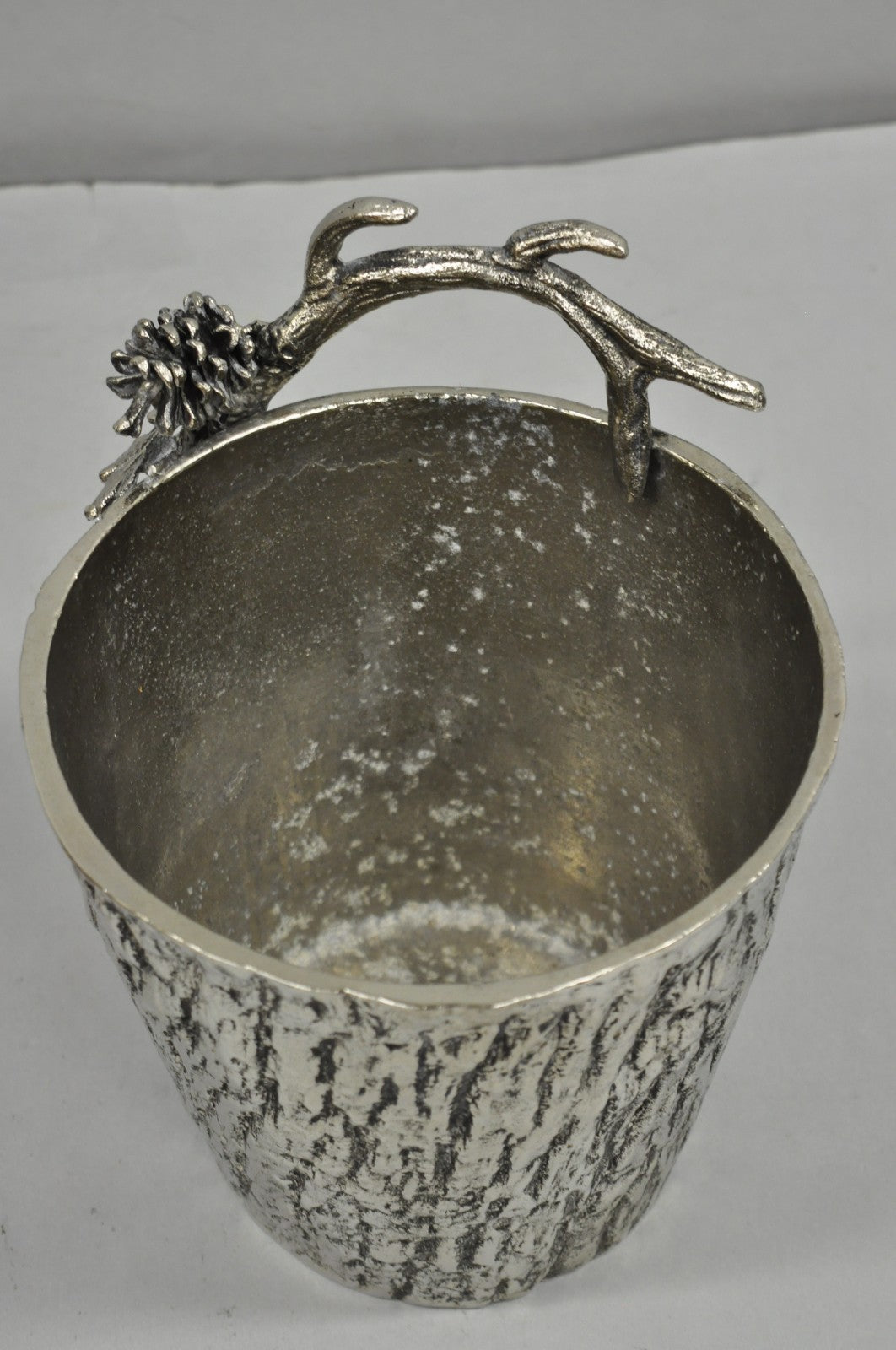Hollywood Regency Faux Bois Silver Plated Antler Branch Chiller Bucket Mud Pie