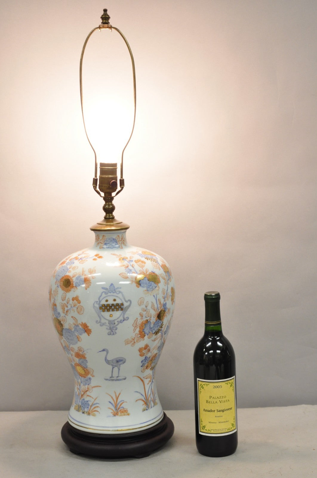 Japanese Imari Vase Oriental Blue Porcelain Armorial Ginger Jar Table Lamp