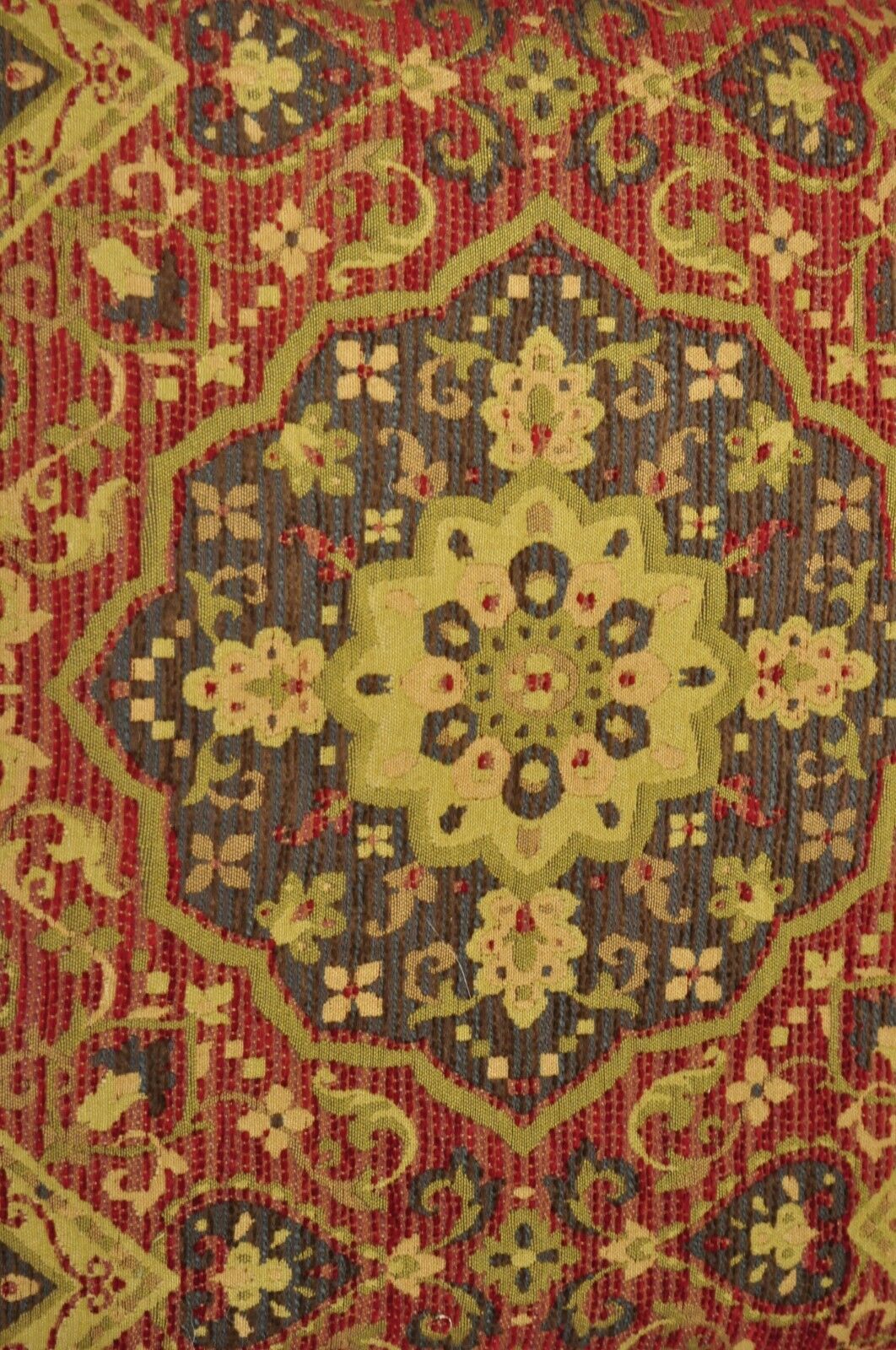 4 Contemporary Mediterranean Style Red and Brown Tapestry Faux Leather Pillows
