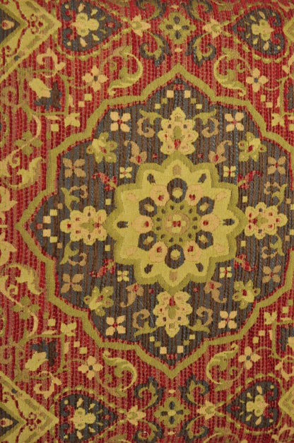 4 Contemporary Mediterranean Style Red and Brown Tapestry Faux Leather Pillows