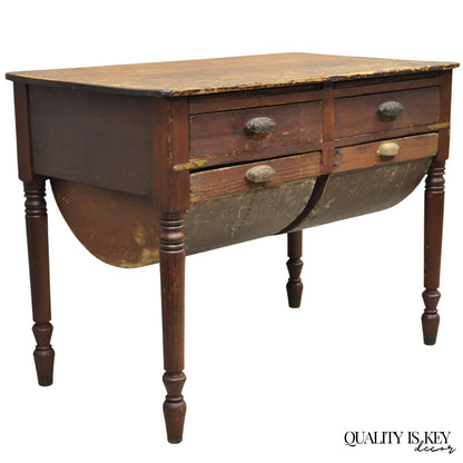 Antique French Country Primitive Possum Belly Pine Wood Bakers Work Table