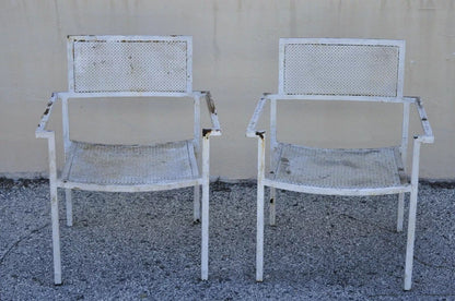 Vintage Burgess England Mid Century Modern Iron Metal Patio Chair Set - 5 Pc Set