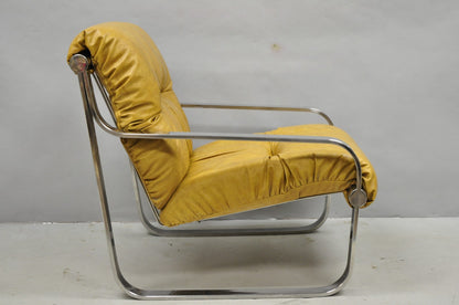 Mid Century Modern Chrome Milo Baughman Style Club Lounge Chair by AGI Ind.