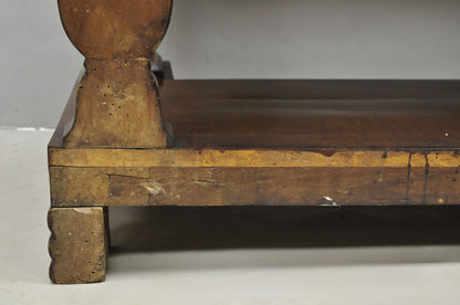 Antique French Empire Mahogany White Marble Top Console Hall Table w/ Drawer