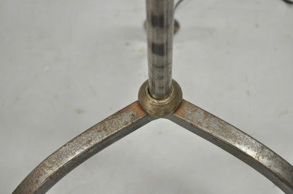 Vintage Spanish Gothic Hand Wrought Iron Candlestick Short Italian Floor Lamp