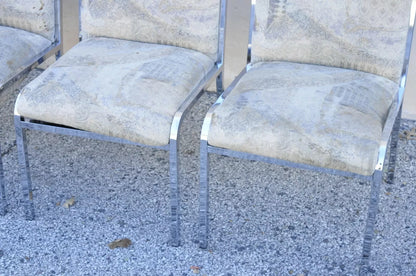 Vintage Mid Century Polished Chrome Frame Rolled Back Dining Chairs - Set of 4