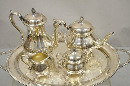 Wilcox International Silver Co Silver Plated Tea Set w/ Serving Tray - 5 pc Set