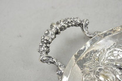 Antique Victorian Silver Plated Fruit Harvest Repousse Centerpiece Fruit Bowl