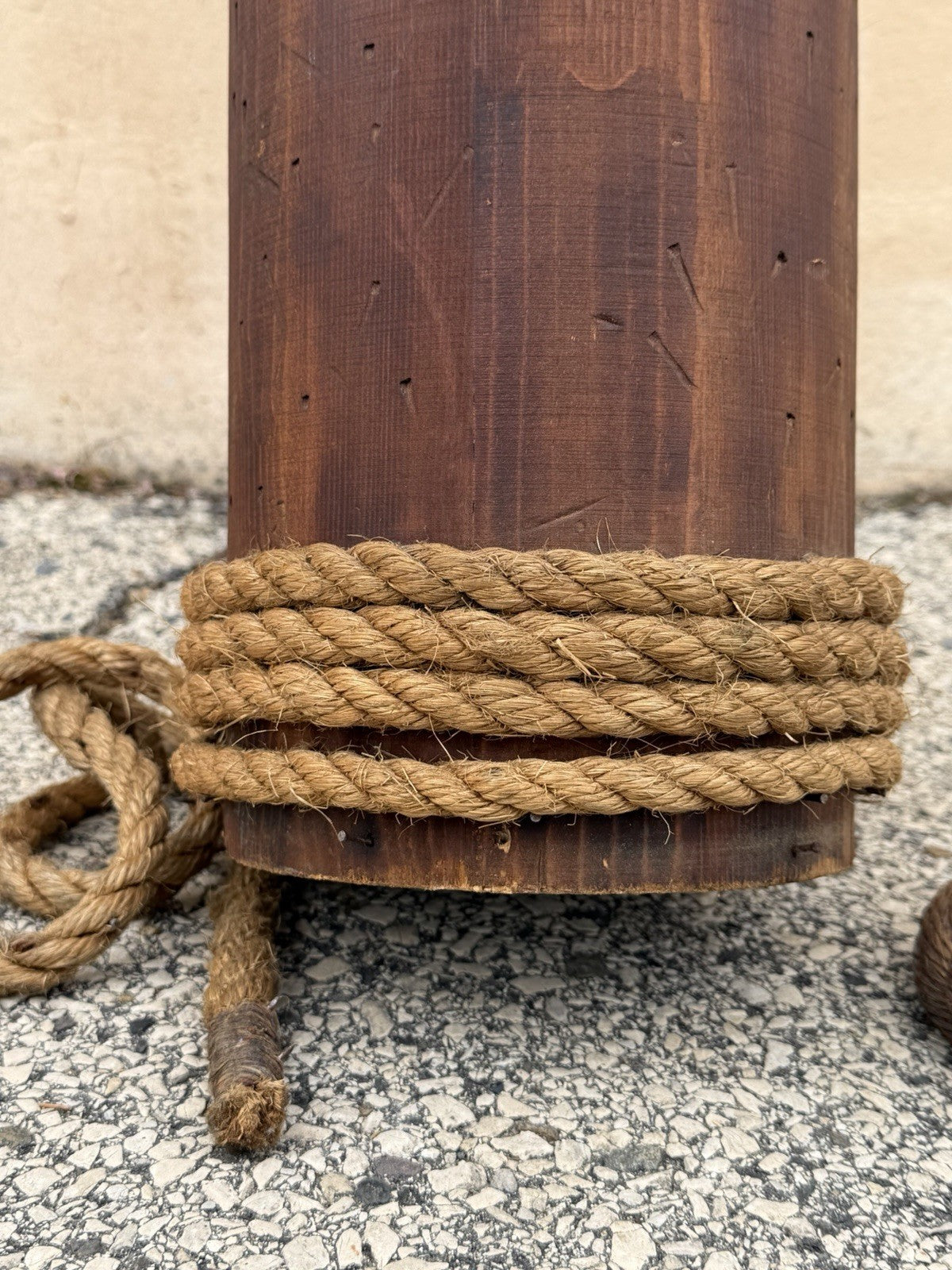 Vintage Custom Nautical Wood 95" Ship Mast Mancave Bar Island w Pulley & Ropes