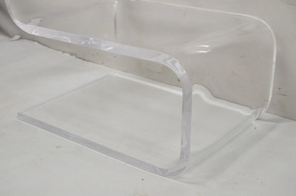 Vintage Mid Century Modern Clear Lucite Sculptural "S" Form" 3 Tier Side Table