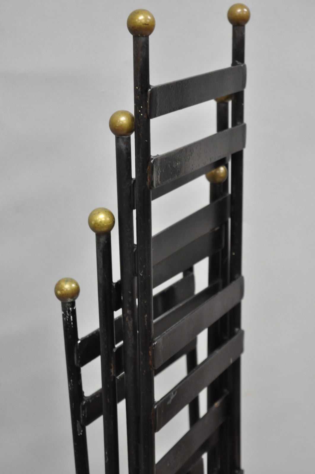 Vintage Arthur Umanoff Wrought Iron Ladder Back MCM Dining Chairs - Set of 4