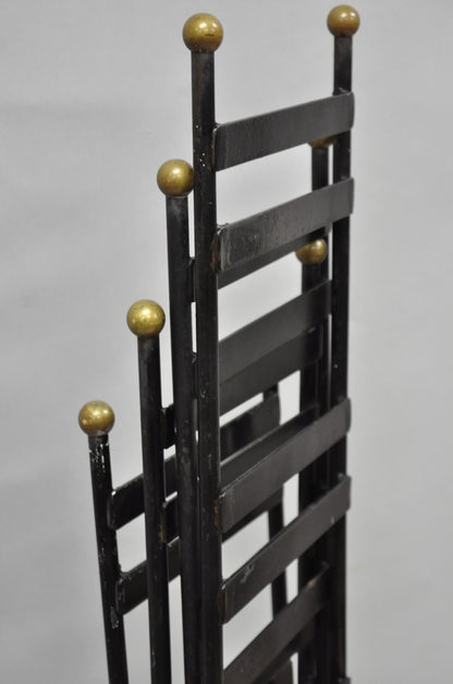 Vintage Arthur Umanoff Wrought Iron Ladder Back MCM Dining Chairs - Set of 4