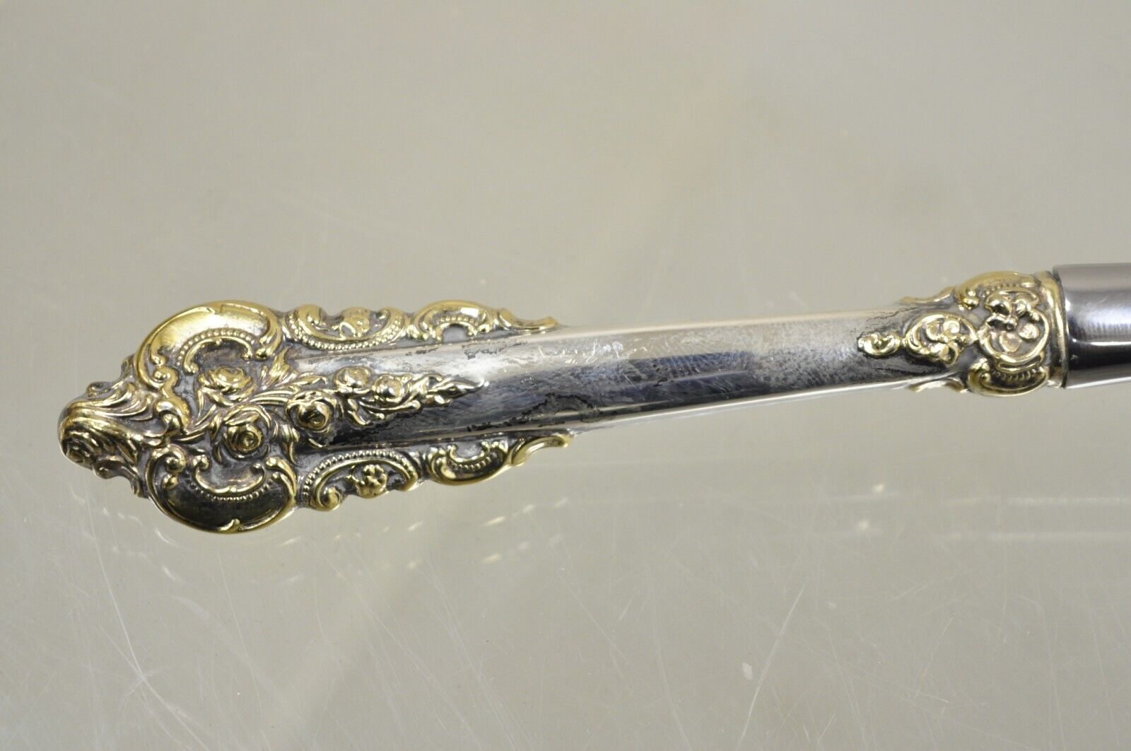 Antique Victorian Style Silver Plated Gold Repousse Ladle Serving Spoon