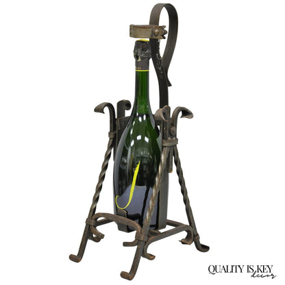 Antique German Arts & Crafts Wrought Iron Asbach Uralt 3 L Brandy Pourer Server