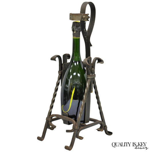 Antique German Arts & Crafts Wrought Iron Asbach Uralt 3 L Brandy Pourer Server