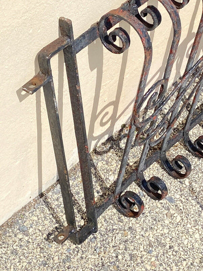 Antique Art Nouveau Black Wrought Iron Heart and Scroll 23x52 Garden Fence Gate