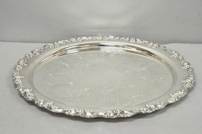 Vintage Victorian Silver Plated Grapevine Repousse 20" Round Serving Platter
