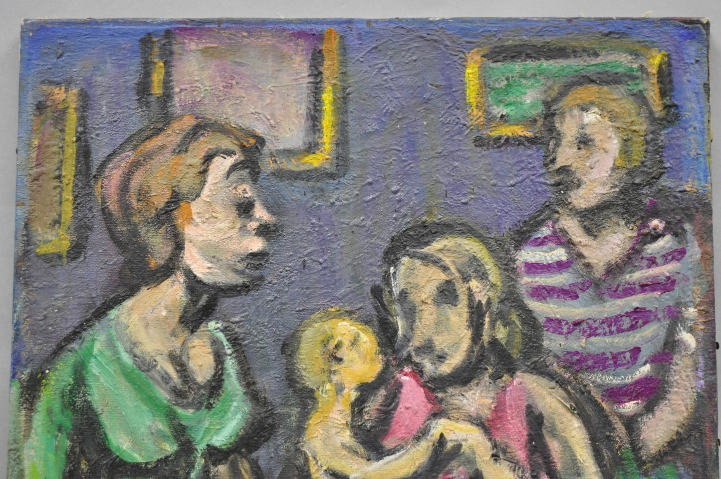 Vintage 1960s Samuel Heller "Women with Child" Oil on Canvas Painting, Signed