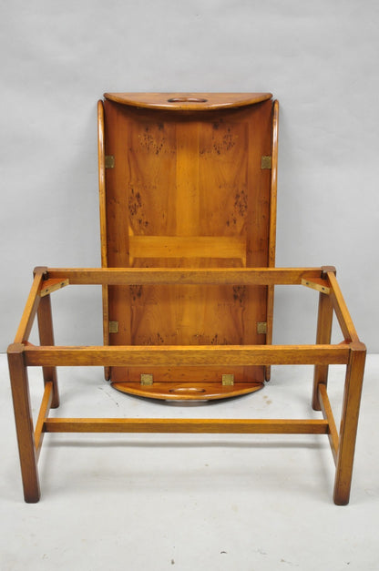 English Georgian Chippendale Mahogany Burl Wood Butlers Tray Top Coffee Table