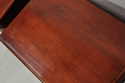 Vintage Lexington Chippendale Style Cherry Wood Nightstands Commode - a Pair