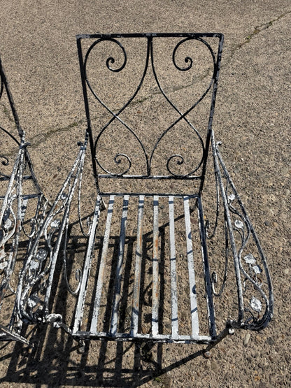 Vintage Florentine Craft Studio Salterini Style Wrought Iron Lounge Chairs, Pair