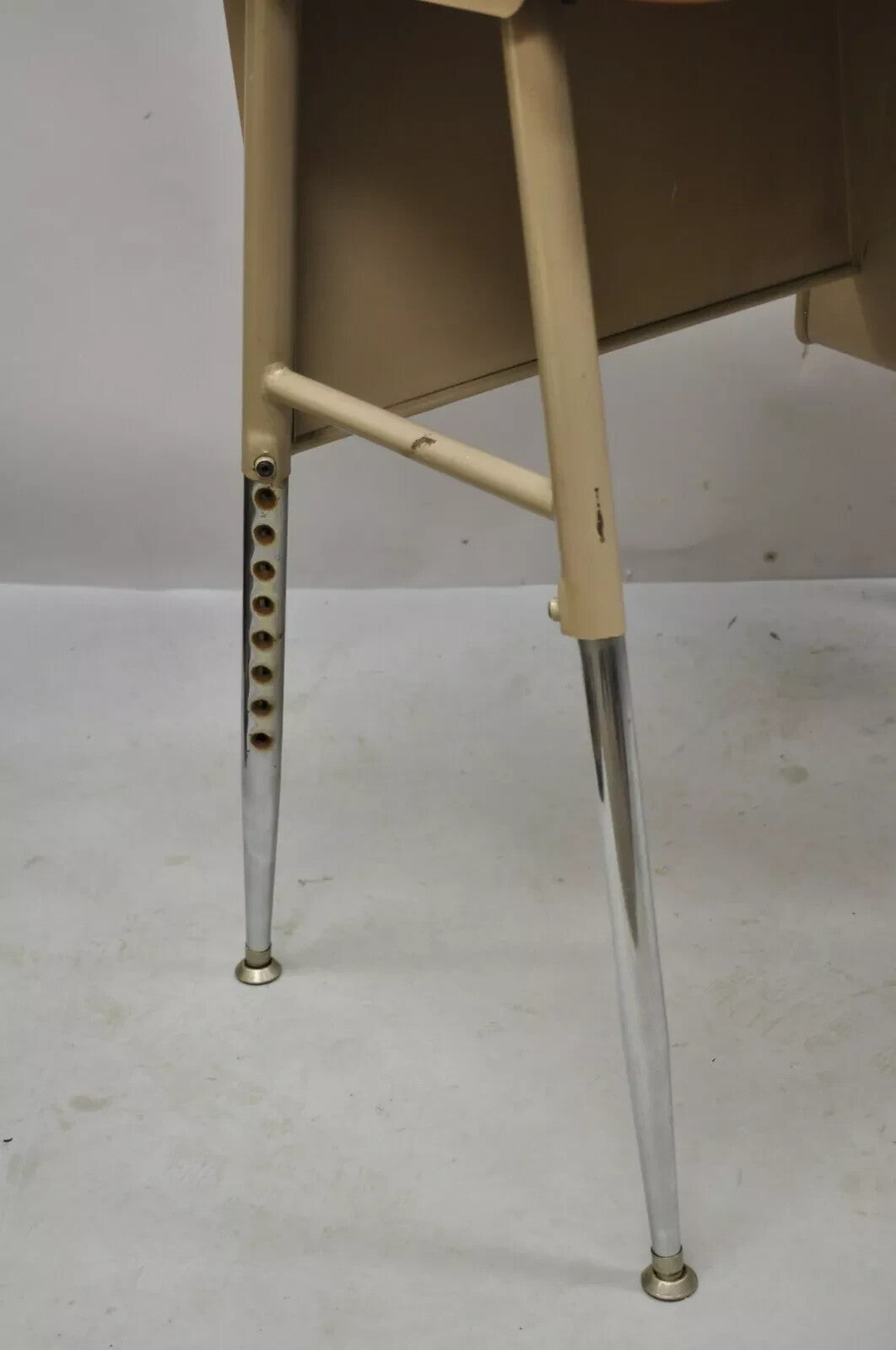 Vintage Industrial Adjustable Height Metal School Writing Desk With Laminate Top