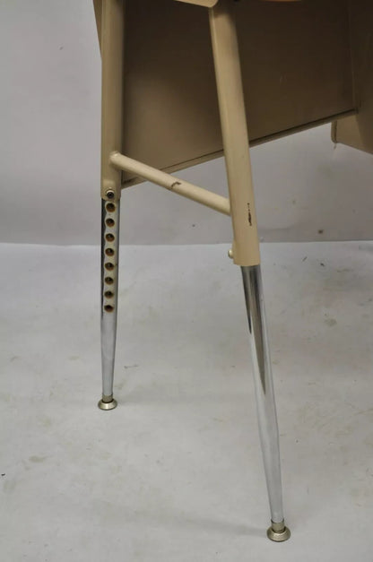 Vintage Industrial Adjustable Height Metal School Writing Desk With Laminate Top