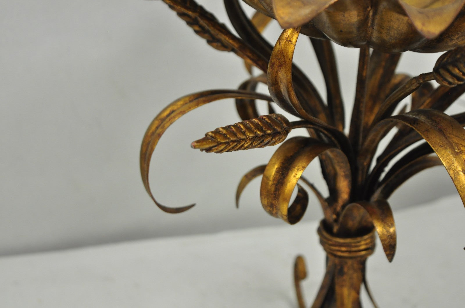 Vintage Italian Hollywood Regency Gold Gilt Tole Metal Iron Compote Centerpiece