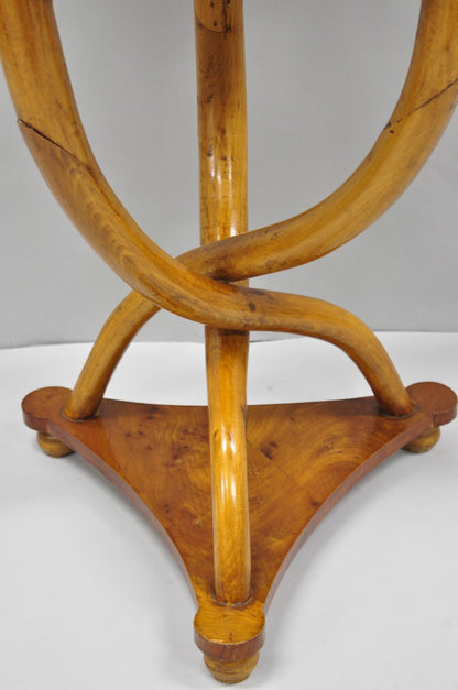 Vintage Art Deco Style Burr Walnut Curved Leg Pedestal One Drawer Side Table