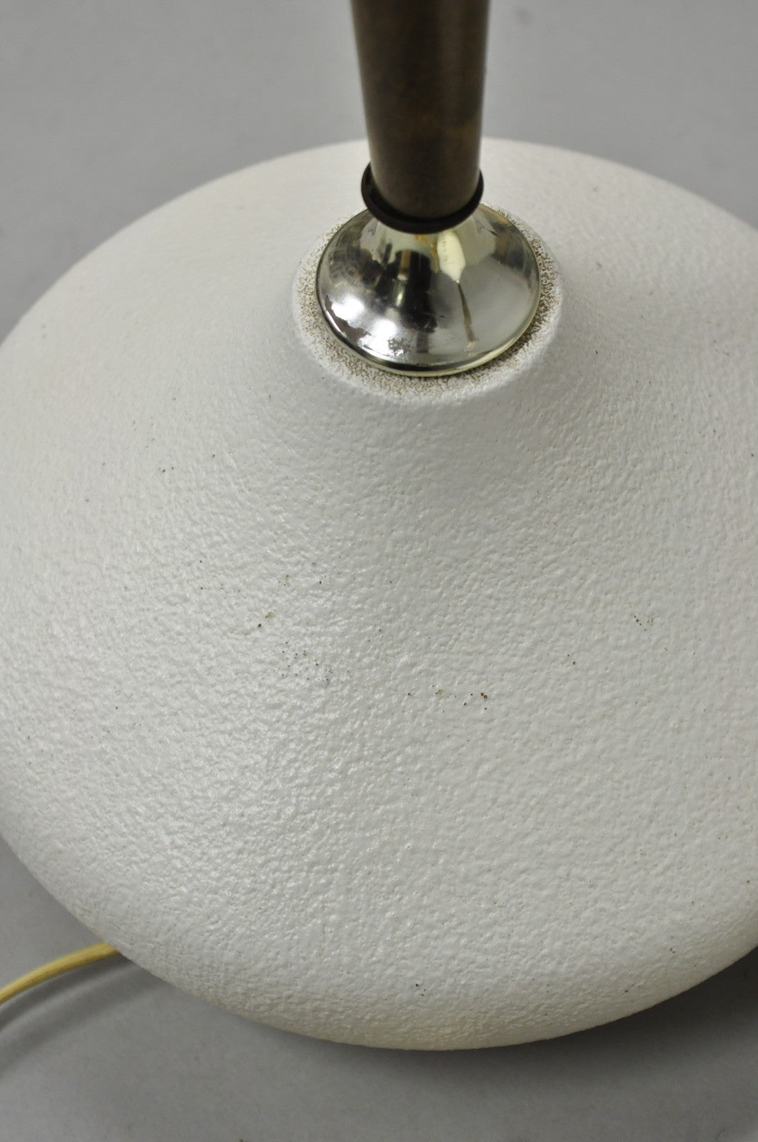 Mid Century Modern Atomic Era Sculpted Wood White Ceramic Table Lamps - a Pair