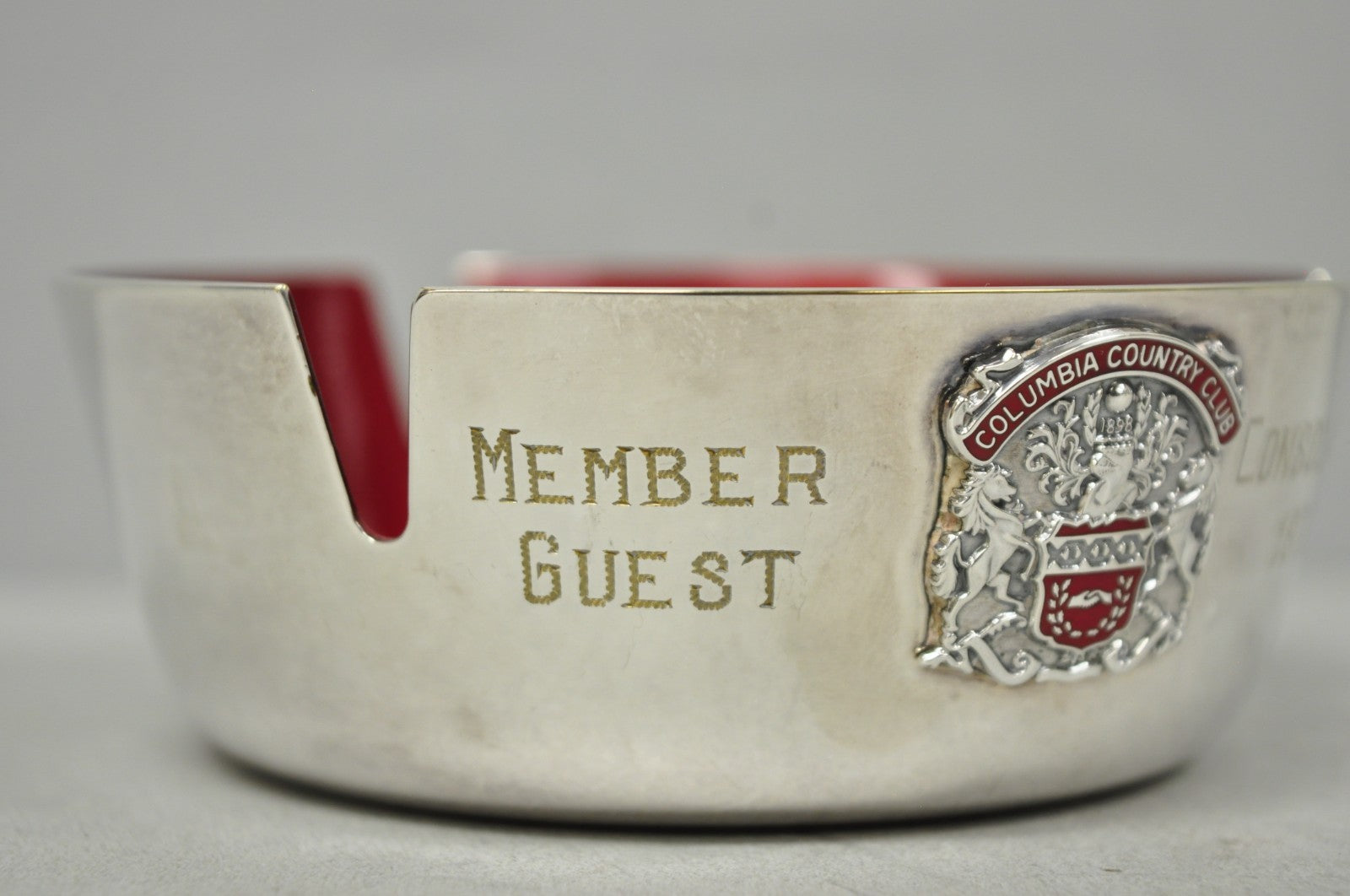 Vintage Reed & Barton 22 Silver Plated Red Enamel Columbia Country Club Ashtray