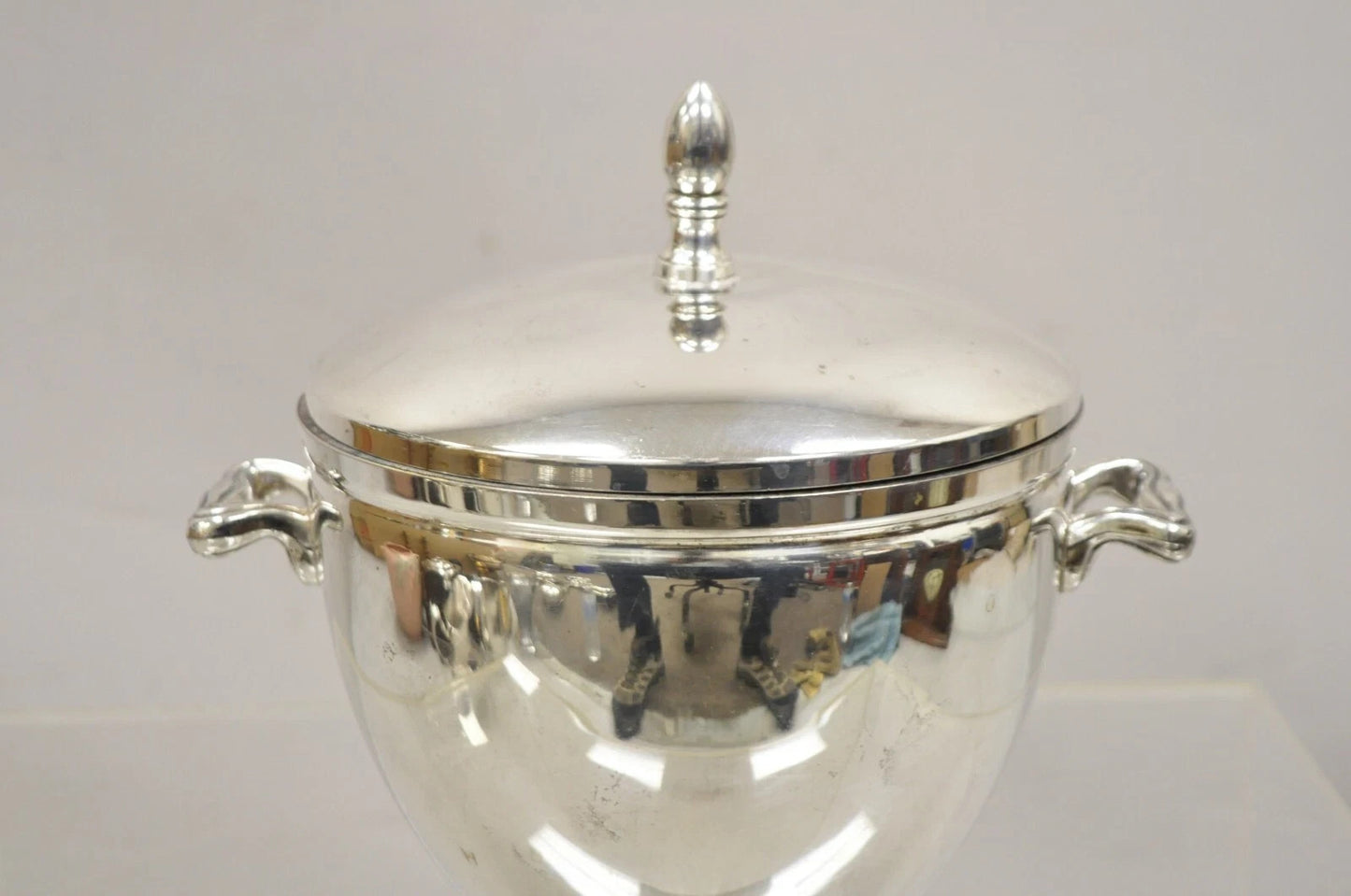 Vintage Knight Silversmiths Silver Plated Modern Lidded Bar Ice Bucket