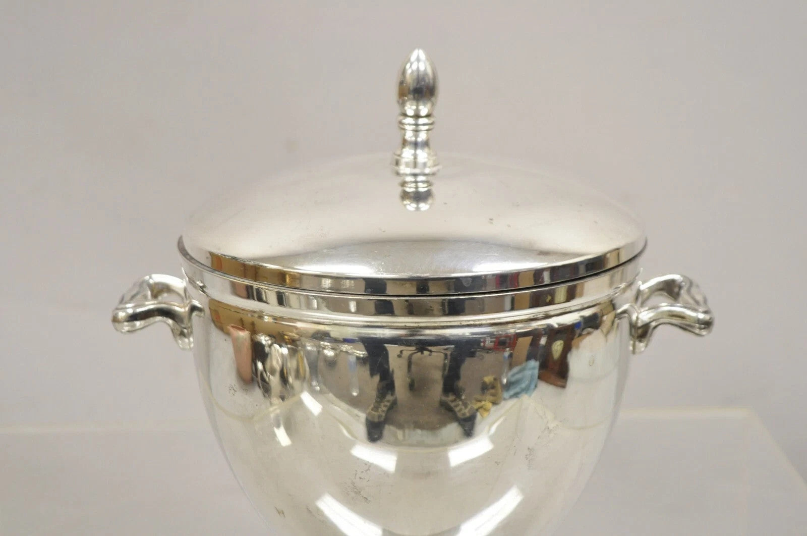 Vintage Knight Silversmiths Silver Plated Modern Lidded Bar Ice Bucket