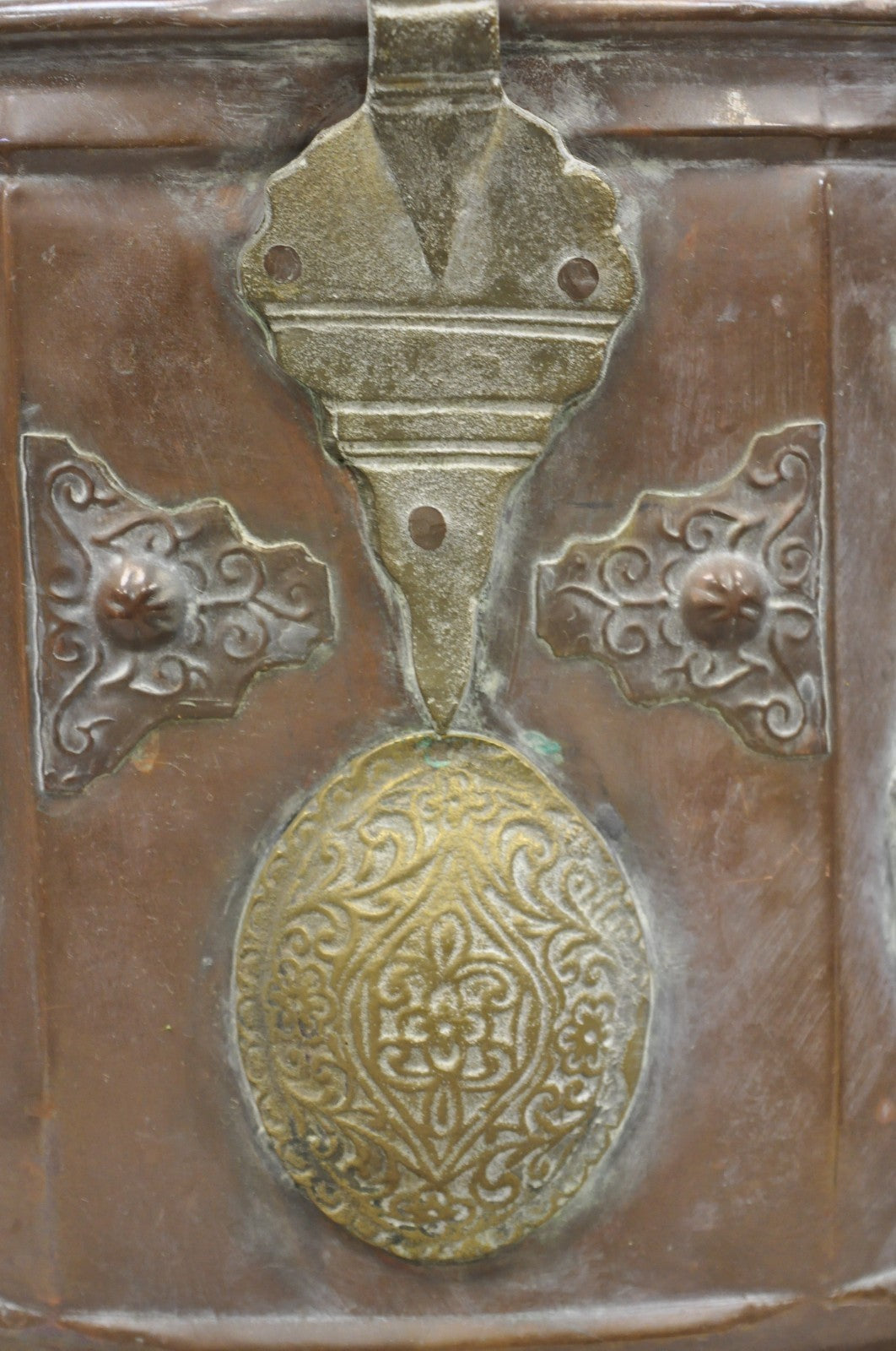 Antique Anglo Indian Middle Eastern Copper & Bronze Coal Bucket Cachepot Planter