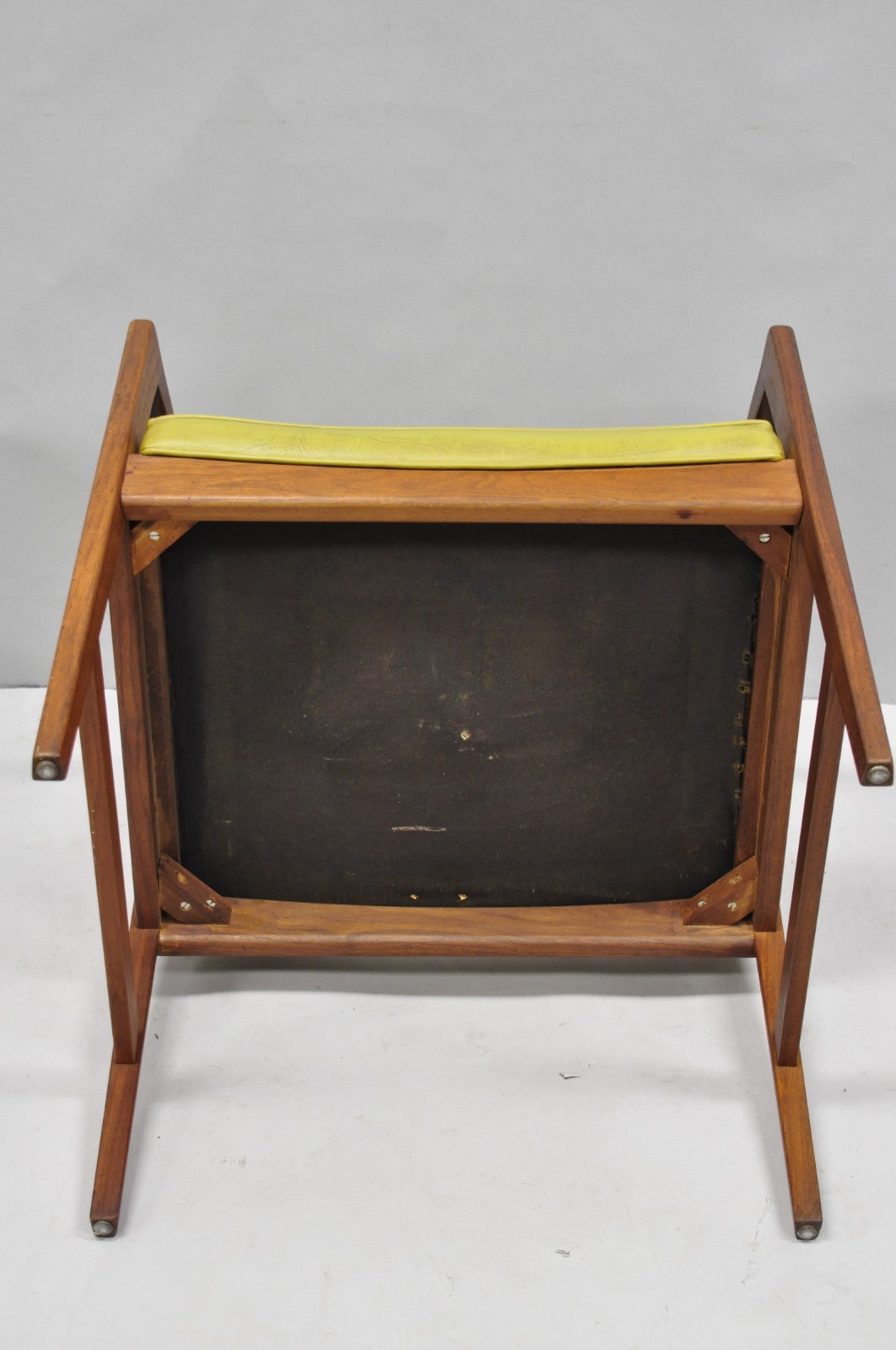 Vintage Ray Zimmerman for DUX Sculpted Walnut Green Vinyl Club Lounge Arm Chair