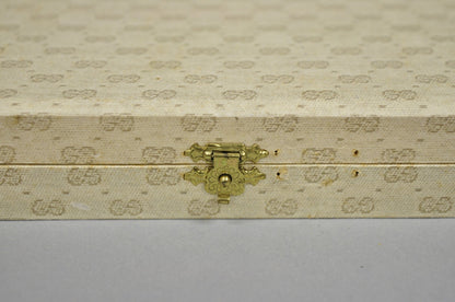 Vintage Gucci Italy Brushed Silver Gold Double G Monogram Photo Picture Frame