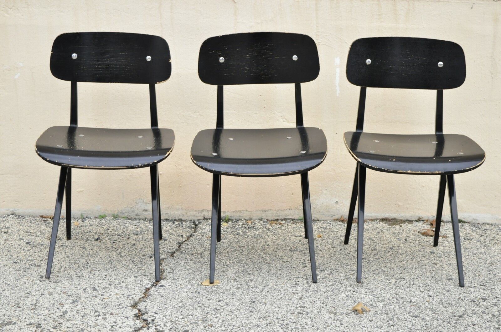 Industry West Madewell Industrial School Side Chair Black Metal Frame - Set of 3